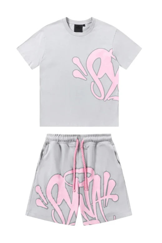 "Graffiti" Shorts-Set Grau/Pink