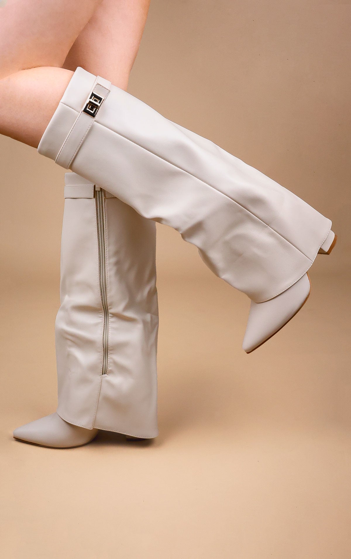 Castelano Shark Boots Kunstleder - Weiß