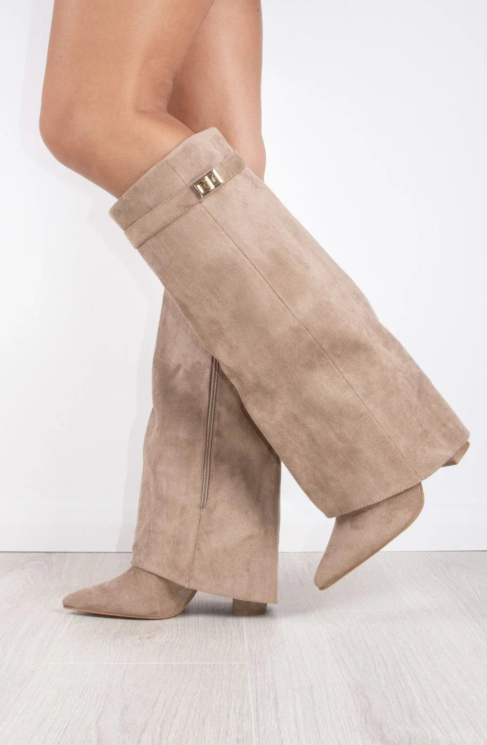 Castelano Shark Boots Kunstvelour - Champagne Beige