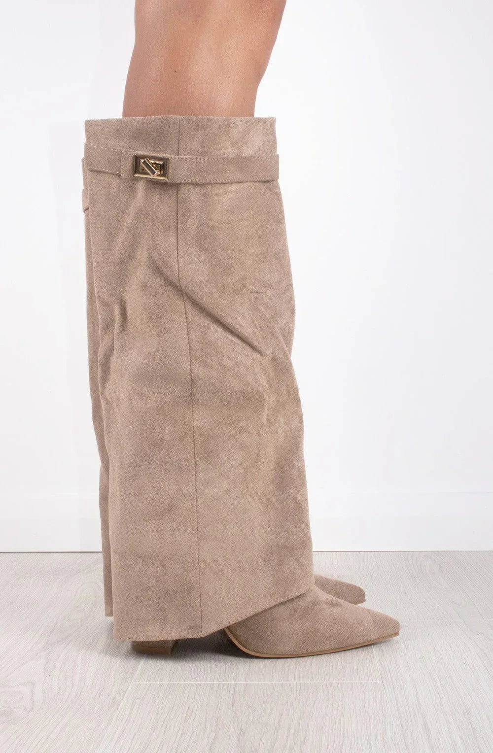 Castelano Shark Boots Kunstvelour - Champagne Beige