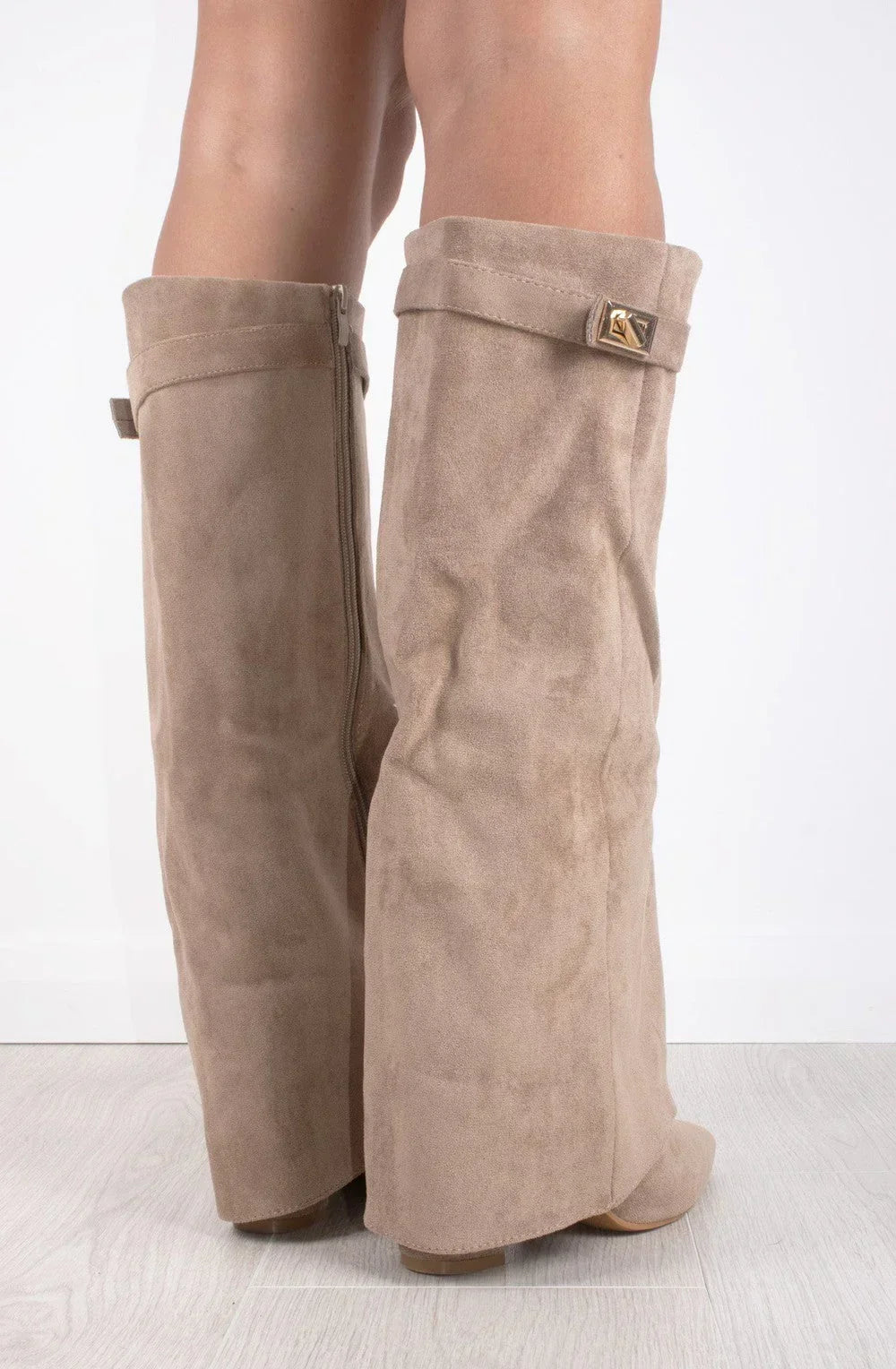 Castelano Shark Boots Kunstvelour - Champagne Beige