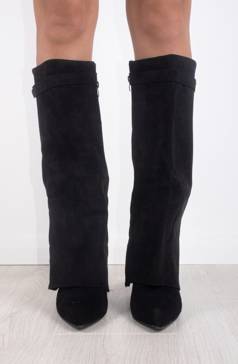 Castelano Shark Boots Kunstvelour - Schwarz
