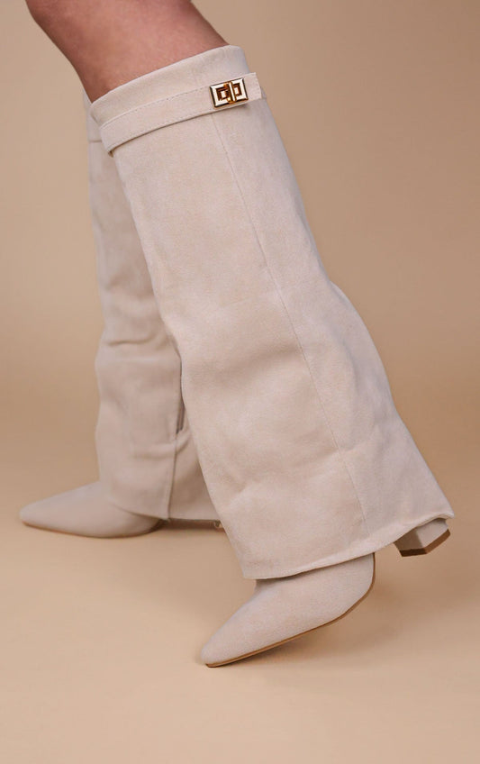 Castelano Shark Boots Kunstvelour - Champagne Beige