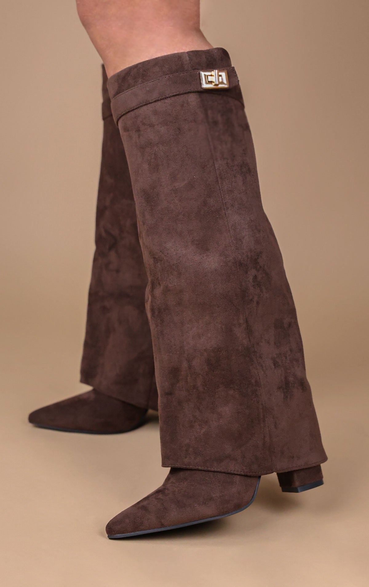 Castelano Shark Boots Kunstvelour - Chocolate
