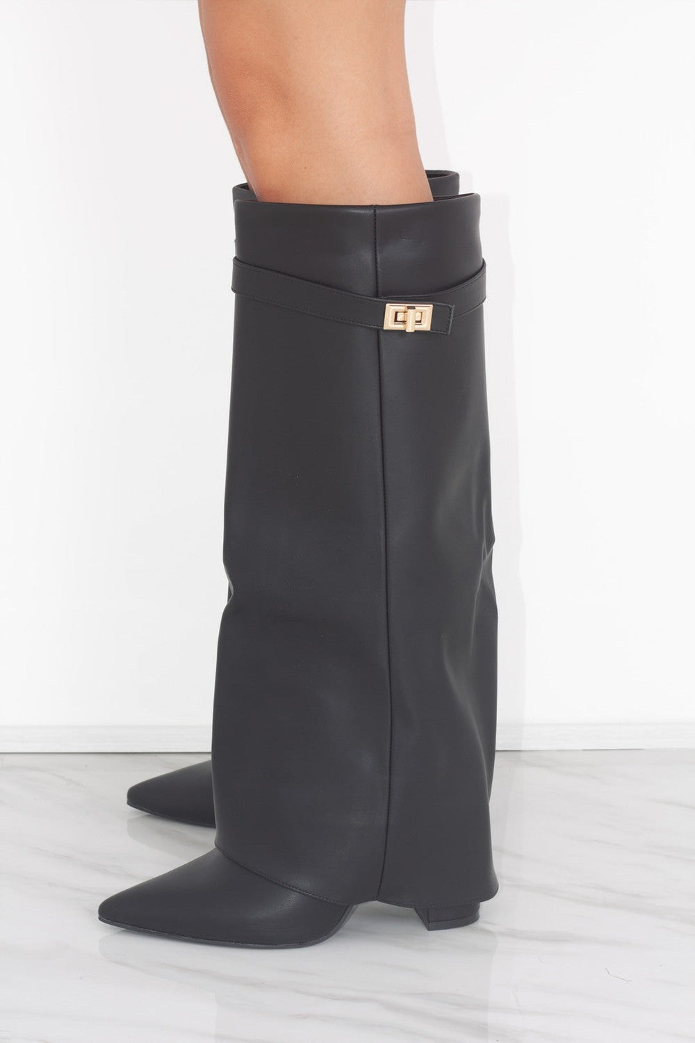 Castelano Shark Boots Kunstleder - Schwarz