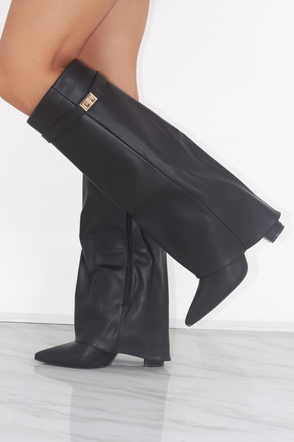 Castelano Shark Boots Kunstleder - Schwarz