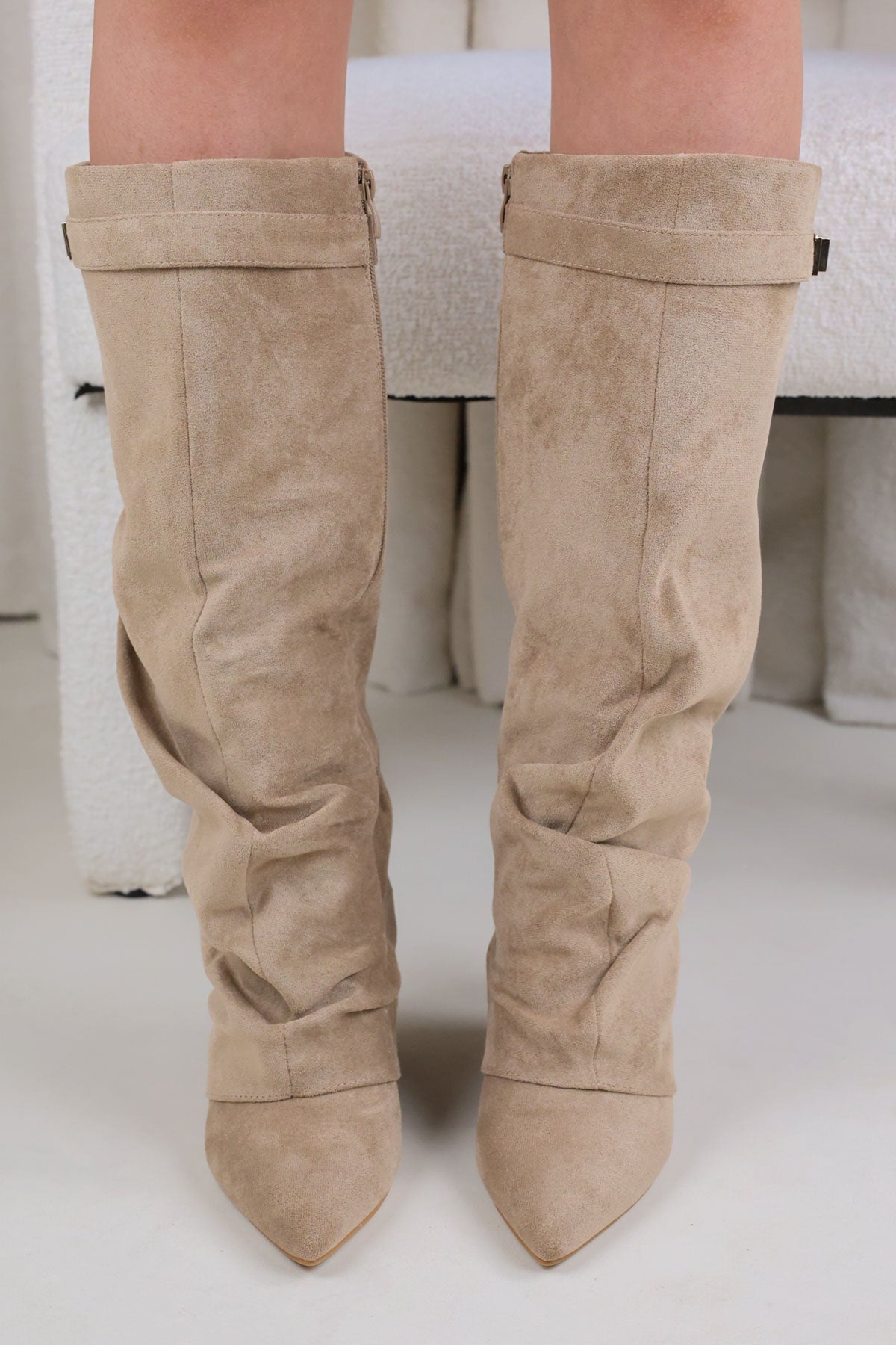 Castelano Shark Boots Slouch- Champagne Beige