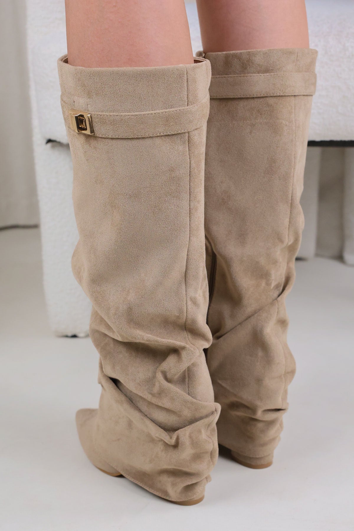 Castelano Shark Boots Slouch- Champagne Beige