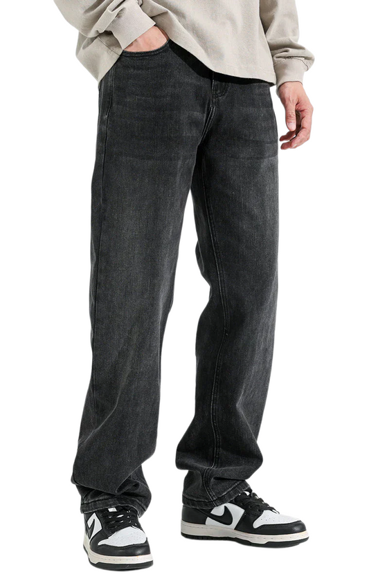 Dunkelgrau Basic Jeans